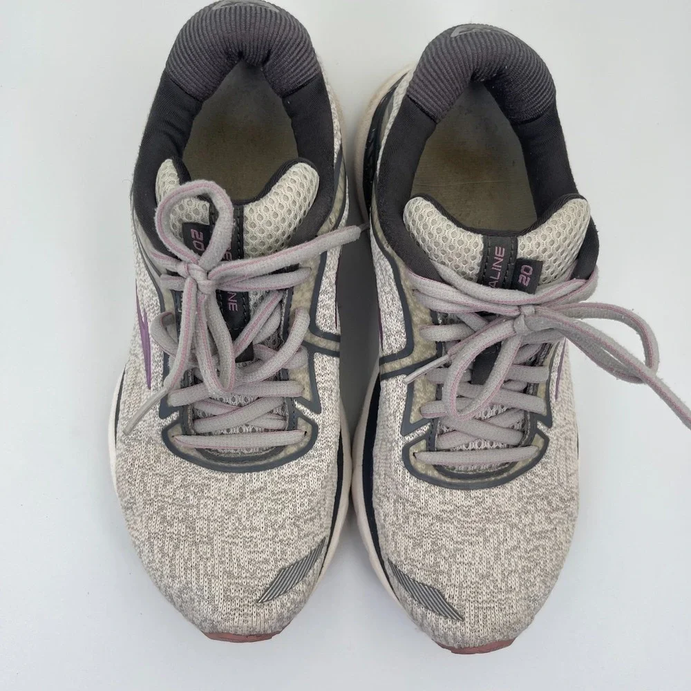 Brooks Adrenaline 20 1202961B030 Sneakers Womens US 7.5B Gray Knit Running Shoes